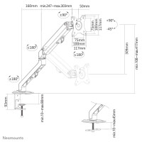 Neomounts FPMA-D650BLACK Monitorarm 17-27" - Schraubenfeder - Klemme/Durchführung - 7 kg - 43,2 cm (17") - 68,6 cm (27") - 100 x 100 mm - Schwarz