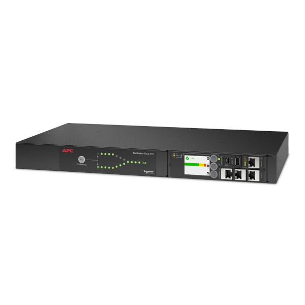 APC Automatic Transfer Switch AP4423A – (8x) C13 + (1x) C19, 3680W, Rack-montierbar, 1HE, Rackmount, 1U, 9 AC-Ausgänge, Schwarz