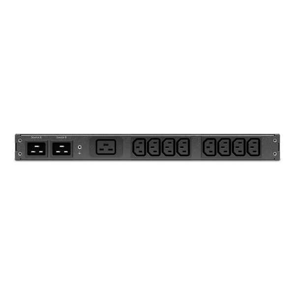 APC Automatic Transfer Switch AP4423A – (8x) C13 + (1x) C19, 3680W, Rack-montierbar, 1HE, Rackmount, 1U, 9 AC-Ausgänge, Schwarz