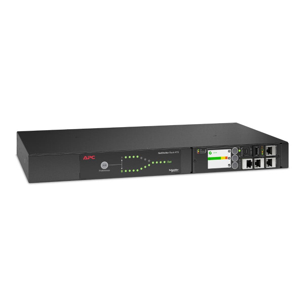 APC Automatic Transfer Switch AP4423A – (8x) C13 + (1x) C19, 3680W, Rack-montierbar, 1HE, Rackmount, 1U, 9 AC-Ausgänge, Schwarz