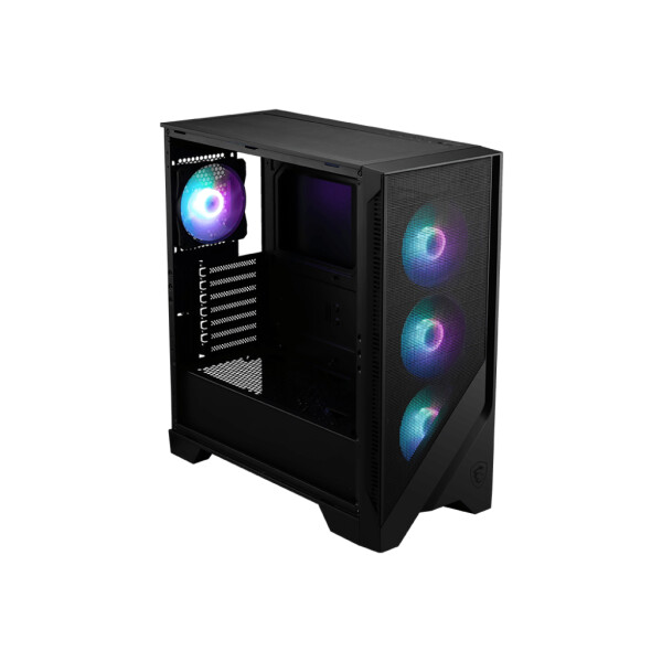 MSI MAG FORGE 320R AIRFLOW, Micro Tower, PC, Schwarz, Transparent, micro ATX, Mini-ITX, Netz, Kunststoff, Gaming