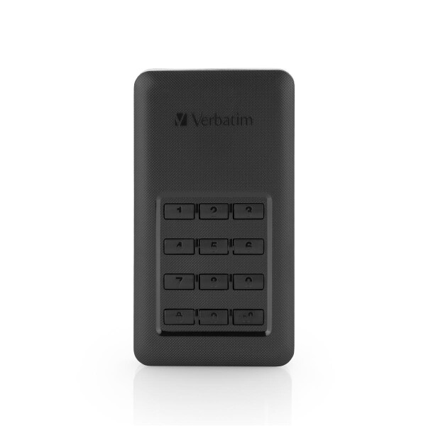 Verbatim Tragbares Store n Go-SSD mit Tastenfeldzugriff 256 GB, 256 GB, USB Typ-C, 3.2 Gen 1 (3.1 Gen 1), Passwortschutz, Schwarz, Silber