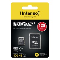 Intenso microSDXC 128GB Class 10 UHS-I Professional - Extended Capacity SD (MicroSDHC) - 128 GB - MicroSDXC - Klasse 10 - UHS-I - 100 MB/s - 45 MB/s