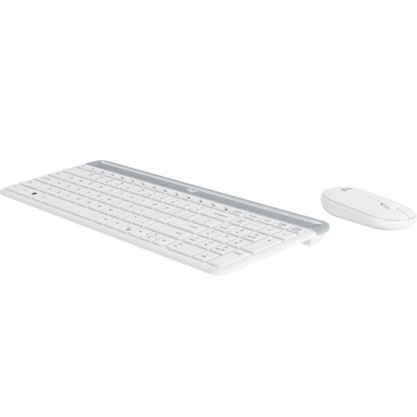 Logitech MK470 Slim Combo – kabelloses Tastatur-Maus-Set, Volle Größe (100%), Kabellos, RF Wireless, QWERTY, Weiß, Maus enthalten