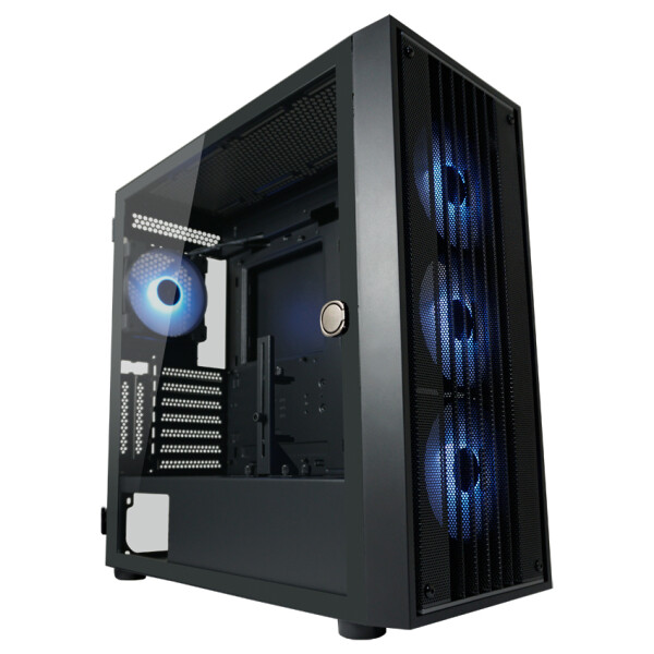 LC-Power LC-810B-ON, Midi Tower, PC, Schwarz, ATX, EATX, micro ATX, Mini-ITX, Metall, Kunststoff, Gehärtetes Glas, Gaming