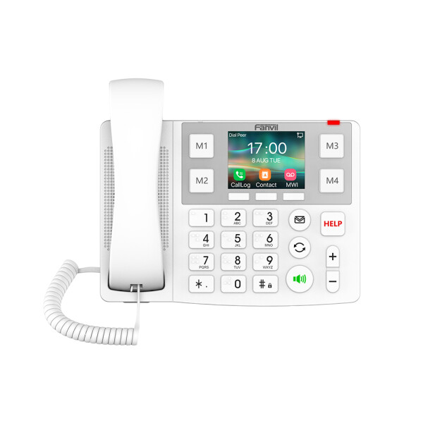 Fanvil X305, IP-Telefon, Weiß, Kabelgebundenes Mobilteil, 2 Zeilen, 1000 Eintragungen, LCD