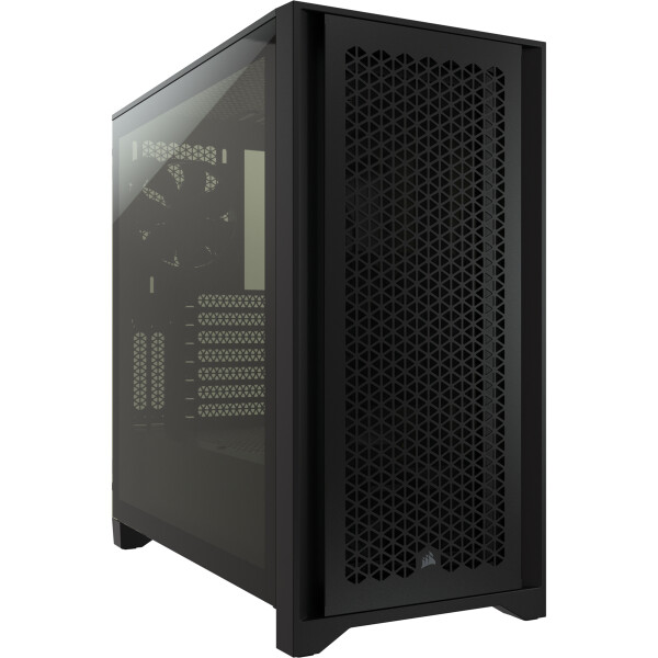 Corsair iCUE 4000D RGB, Midi Tower, PC, Schwarz, ATX, EATX, micro ATX, Mini-ITX, Kunststoff, Stahl, Gehärtetes Glas, 17 cm