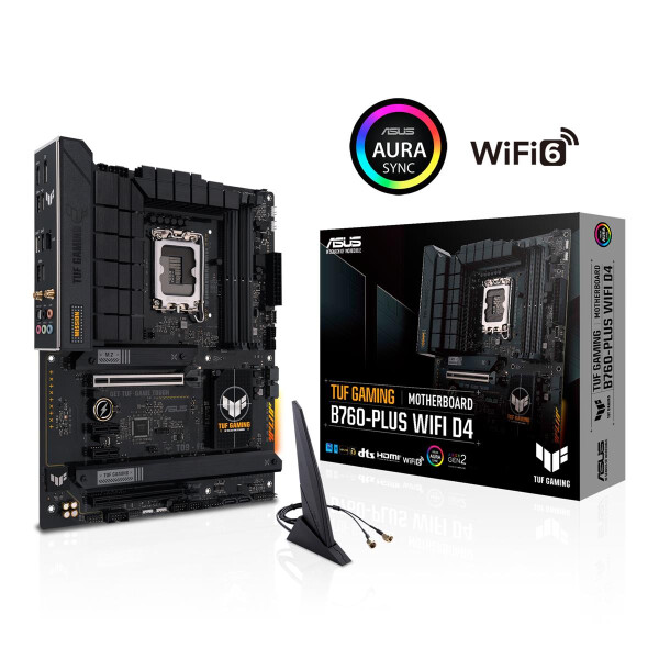 ASUS TUF GAMING B760-PLUS WIFI D4, Intel, LGA 1700, Intel® Celeron®, Intel® Core™ i3, Intel® Core™ i5, Intel® Core™ i7, Intel® Core™ i9,..., LGA 1700, DDR4-SDRAM, 192 GB