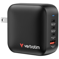 Verbatim Mini GaN Charger Reiseladeadapter 100 W 1x USB-A 3x USB-C USB PD PD 3.0 QC 3. - Ladegerät
