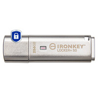 Kingston IronKey 256GB Locker Plus 50 AES Encryption - 256 GB - USB Typ-A - 3.2 Gen 1 (3.1 Gen 1) - 145 MB/s - Kappe - Silber