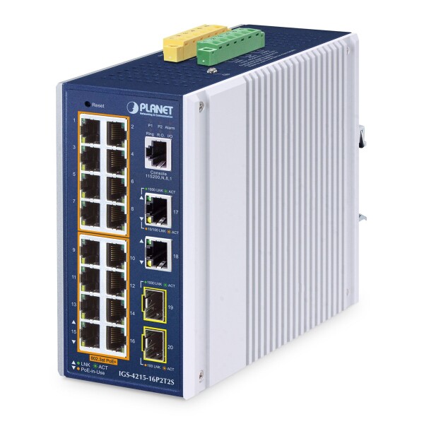 Planet IP30 Industrial L2/L4/1000T 802.3at PoE+ - Switch - 0,1 Gbps