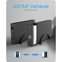 ICY BOX IB-382H-C31 - HDD / SSD-Gehäuse - 2.5/3.5" - SATA - Serial ATA II - Serial ATA III - 10 Gbit/s - Hot-Swap - Schwarz