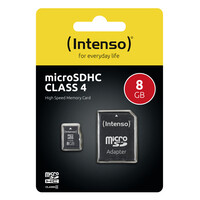Intenso microSD Karte Class 4 - 8 GB - SDHC - Klasse 4 - 20 MB/s - 5 MB/s - Schockresistent - Temperaturbeständig - Röntgensicher