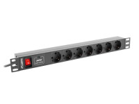Lanberg PDU-07F-0200-IEC-BK - 1U - Horizontal - Schwarz - 7 AC-Ausgänge - Typ F - C14-Koppler