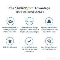 StarTech.com 2HE Serverschrank Fachboden - Universal 2U Server-Rack-Regal für 19 Zoll Netzwerk Racks und -Schränke - Heavy Duty Stahl - Tragfähigkeit 56kg - 457 mm tiefe Ablage - schwarz - Regal - Schwarz - Stahl - 56,6 kg - 2U - CE - TAA - REACH