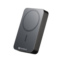 SANDBERG Mag Wireless Powerbank 10000 ALU, 10000 mAh, Lithium, Power Delivery, Kabelloses Aufladen, Schwarz