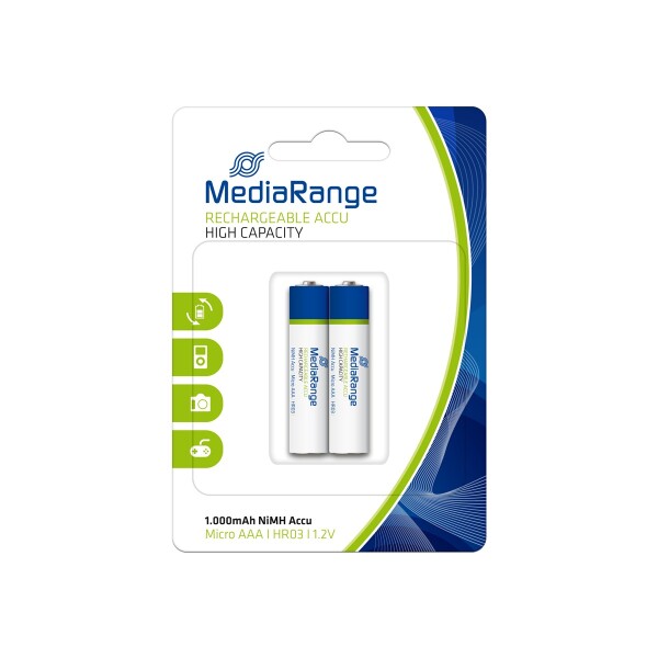MEDIARANGE MRBAT122 - Wiederaufladbarer Akku - AAA - Nickel-Metallhydrid (NiMH) - 1,2 V - 2 Stück(e) - 1000 mAh