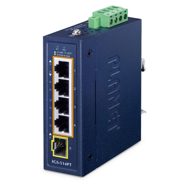 Planet Industrial PoE+ SFP IGS-514PT - Switch - 1 Gbps