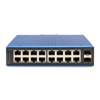 DIGITUS 16 Port Gigabit Ethernet Netzwerk Switch, Industrial, Unmanaged, 2 SFP Uplink