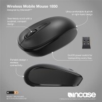 Microsoft Incase Designed by Microsoft Wireless Mobile Maus 1850 - Beidhändig - Optisch - RF Wireless - Schwarz