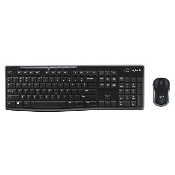 Logitech MK270, Volle Größe (100%), Kabellos, USB, AZERTY, Schwarz, Maus enthalten