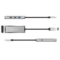 j5create JCD392-N 4K60 Elite USB-C® 10Gbps Travel Dock - Kabelgebunden - USB 3.2 Gen 1 (3.1 Gen 1) Type-C - 100 W - 10,100,1000 Mbit/s - Grau - Space Grey