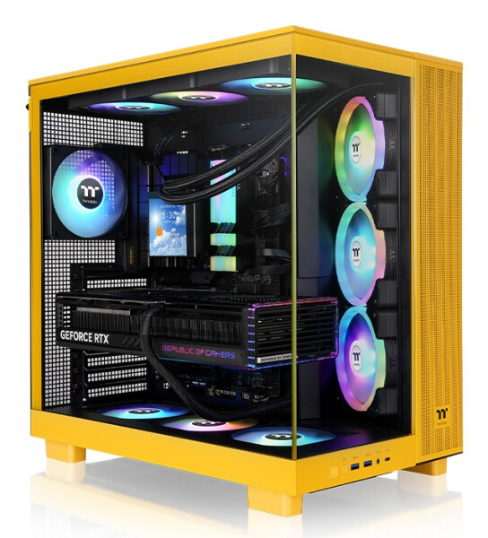 Thermaltake View 380 XL TG ARGB, Midi Tower, PC, Gelb, ATX, micro ATX, Mini-ITX, SPCC, Gehärtetes Glas, Gaming