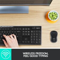 Logitech MK270, Volle Größe (100%), Kabellos, USB, QWERTZ, Schwarz, Maus enthalten