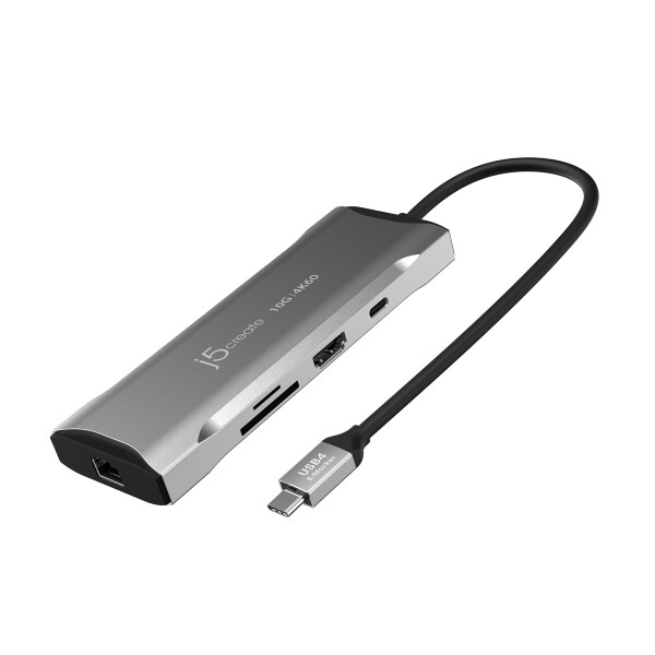 j5create JCD393-N 4K60 Elite USB-C® 10Gbps Mini Dock - Kabelgebunden - USB 3.2 Gen 1 (3.1 Gen 1) Type-C - 100 W - 10,100,1000 Mbit/s - Grau - Space Grey