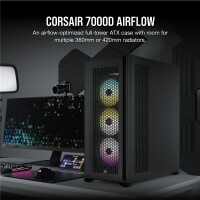 Corsair 7000D Airflow, Full Tower, PC, Schwarz, ATX, EATX, micro ATX, Mini-ITX, Kunststoff, Stahl, Gehärtetes Glas, Gaming