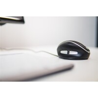 Bakker Oyster Mouse Wireless - Beidhändig - Vertikale Ausführung - Laser - USB Typ-A - 1200 DPI - Schwarz - Silber