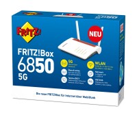 FRITZ! Box 6850 5G - Wi-Fi 5 (802.11ac) - Dual-Band (2,4 GHz/5 GHz) - Ethernet/LAN - 3G - Schwarz - Rot - Weiß - Tabletop-Router