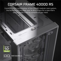 Corsair FRAME 4000D RS, Midi Tower, PC, Weiß, ATX, EATX, micro ATX, Mini-ITX, Kunststoff, Stahl, Gehärtetes Glas, Gaming