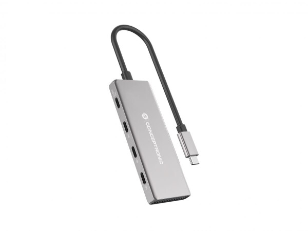 Conceptronic HUBBIES16G - USB 3.2 Gen 2 (3.1 Gen 2) Type-C - USB 3.2 Gen 2 (3.1 Gen 2) Type-C - 10000 Mbit/s - Grau - Aluminium - 100 W