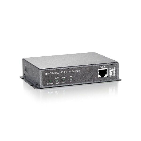 LevelOne PoE-Repeater - Kaskadier - 802.3at PoE+ - Netzwerk-Repeater - 200 m - 10/100Base-T(X) - IEEE 802.3 - IEEE 802.3af - IEEE 802.3at - IEEE 802.3u - IEEE 802.3x - Schwarz - Wand