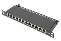 DIGITUS CAT 6A Slim Patch Panel, geschirmt, 12-Port, 0,5...