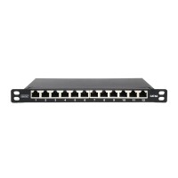 DIGITUS CAT 6A Slim Patch Panel, geschirmt, 12-Port, 0,5...