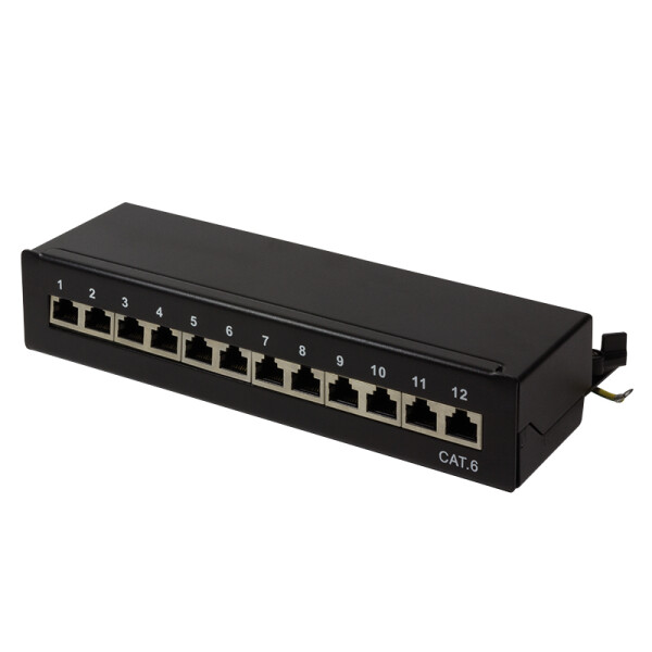 LogiLink Patch Panel - RJ-45 X 12 - Schwarz, RAL 9005