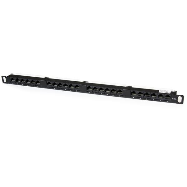 StarTech.com 24 Port 0,5 HE Cat5e Patch Panel - RJ45 Ethernet Rackmount Cat 5e 110 Patch Panel - RJ-45 - Cat5e - Schwarz - Rackeinbau - 0.5U - 482 mm