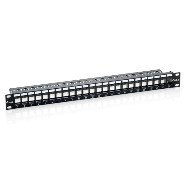 Equip 24-Port Keystone Cat.6 Ungeschirmtes Patch Panel - Schwarz - Cat6 - Schwarz - Rackeinbau - 1U - 44 mm - 483 mm