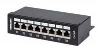 IC Intracom 8-Port Cat6a Patchpanel - geschirmt - Desktop - FTP - Klemmleisten mit 90 Grad abgewinkelten Kabeleinführungen - schwarz - IEEE 802.3 - IEEE 802.3ab - IEEE 802.3u - 10/100/1000Base-T(X) - Gigabit Ethernet - 1000 Mbit/s - Gold - Cat6a