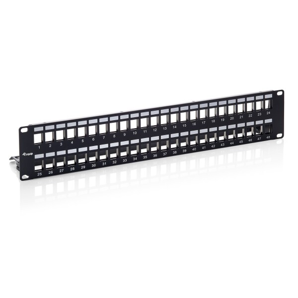 Equip 48-Port Keystone Cat.6 Geschirmtes Patch Panel - Schwarz - Cat6 - Schwarz - SPCC - Rackeinbau - 2U - RoHS