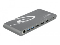 Delock USB Type-C DP 1.4 Dockingstation Triple 4K Display - HDMI / DisplayPort / USB / LAN / SD / PD 3.0 - Kabelgebunden - Thunderbolt 3 - 3,5 mm - 10,100 Mbit/s - Grau - MicroSD (TransFlash) - SD