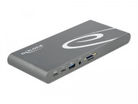 Delock USB Type-C DP 1.4 Dockingstation Triple 4K Display - HDMI / DisplayPort / USB / LAN / SD / PD 3.0 - Kabelgebunden - Thunderbolt 3 - 3,5 mm - 10,100 Mbit/s - Grau - MicroSD (TransFlash) - SD