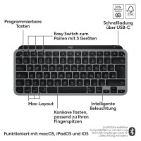 Logitech Mx Keys Mini For Mac Minimalist Wireless Illuminated Keyboard Space Grey - Tastatur - QWERTZ