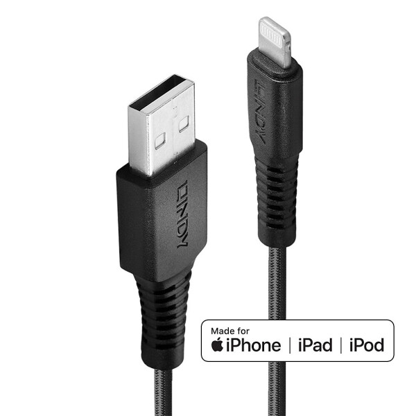 Lindy 31293 - 3 m - Lightning - USB A - Männlich - Männlich - Schwarz