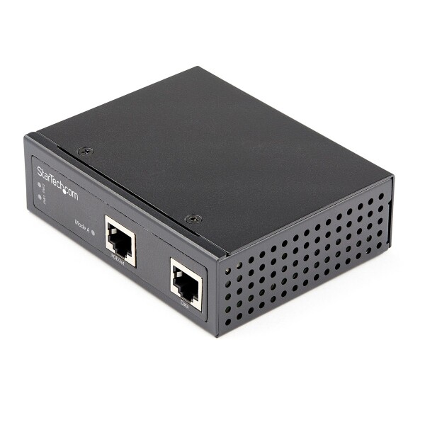 StarTech.com Industrial Gigabit Ethernet PoE Injector - 30W 802.3at PoE+ Midspan 48V-56VDC Hutschiene Power Over Ethernet Injector Adapter - -40°C bis 75°C - Kameras/Sensoren/WLAN Zugang, Schnelles Ethernet, Gigabit Ethernet, 10,100,1000 Mbit/s, I