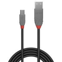 Lindy 36723 USB Kabel 2 m USB A Mini-USB B Männlich Schwarz - Grau