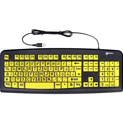 Conrad Electronic SE Conrad 1594435 - Kabelgebunden - USB - QWERTZ - Schwarz - Gelb