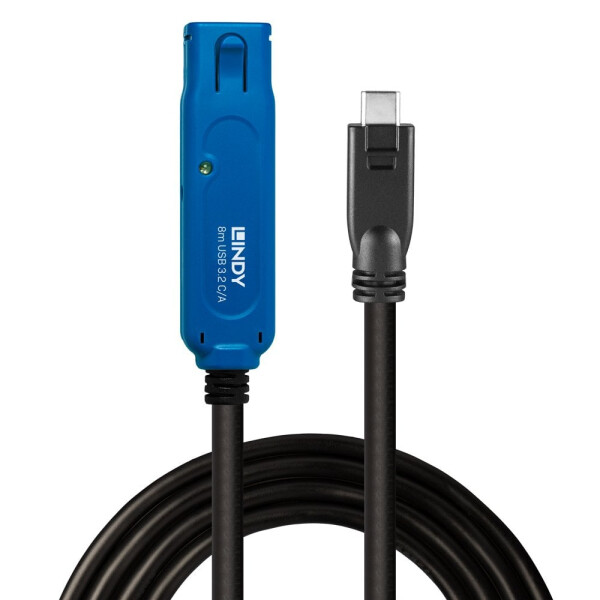 Lindy 43381 - 8 m - USB C - USB A - USB 3.2 Gen 1 (3.1 Gen 1) - 5 Gbit/s - Schwarz - Blau